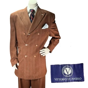 Vittorio St. Angelo Men's 2pc Suit Set 44L 36x33 Subtle Plaid - Picture 1 of 17