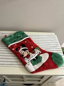 Disney Minnie Mouse Fleece Christmas Stocking Snowballs Snowflakes 2011 - Picture 1 of 2
