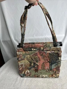 VTG Folk Art Tapestry Purse Bag - Picture 1 of 11