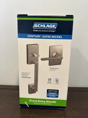 Empuñadura de manija de puerta Schlage Century níquel satinado Latitude con moldura Century Foto 1 de 4