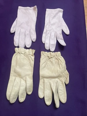 Guantes de cuero para mujer 2 Prs niño lila y amarillo de colección. Ver notas muy pequeñas Foto 1 de 4