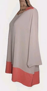 Susan Graver - beige Stricktunika mit eckigem Ausschnitt und rosa Saum - Damen XL - A261917 - Bild 1 von 3