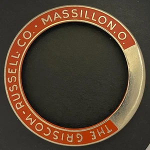 Griscom Russel Co. Massillon OH Red Enameled ID Badge BEZEL ONLY c1940s-50s (#2) - Picture 1 of 2