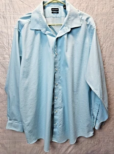 Camisa de vestir Van Heusen para hombre talla 18,5, 34/35 azul claro manga larga con botones - Imagen 1 de 7