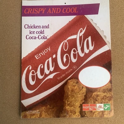Vintage Crispy and Cool Chicken Coca Cola Combo Cardboard  Advertising Sign - Image 1 of 4