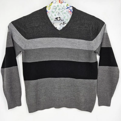 Tricots St Raphael Sweater Mens Large Striped Pullover Gray Black Casual - Image 1 of 4