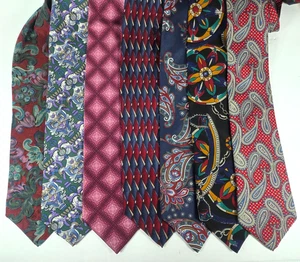 Lot of 7 Mens Neckties 100% Silk Mixed Brands Colors Designs - Picture 1 of 11