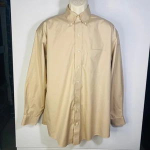 Jos A Bank Travelers Collection Camicia Abito Uomo 16-34 Bottoni Tan Cachi - Foto 1 di 4