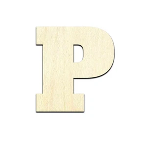 Letter P Uppercase Laser Cut Out Unfinished Wood Shape Craft Supply - Picture 1 of 6