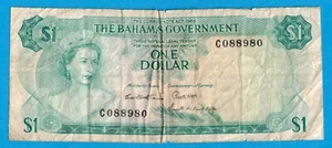Bahamas 1965 $1 One Dollar Note P #18b - Picture 1 of 2