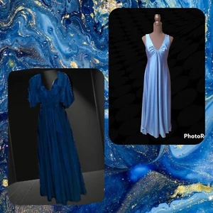 Vintage Shadowline 2-teiliges Peignor Set Nachthemd und Morgenmantel türkis blau Gr. S 100% Nylon - Bild 1 von 8
