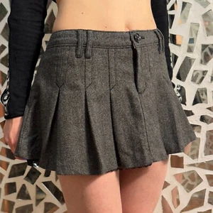 Minifalda plisada vintage SUPERDRY gris mezcla de lana estilo japonés talla grande - Imagen 1 de 8