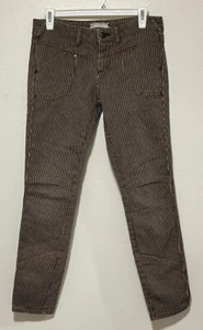 Free People Railroad Stripe Jeans Size 27 Blue Tan Stripe Boho Retro Moto - Picture 1 of 8