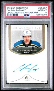 23-24 SP Authentic Hockey UD Authentics Auto UDA-CP Colton Parayko PSA 10 POP 1 - Picture 1 of 2