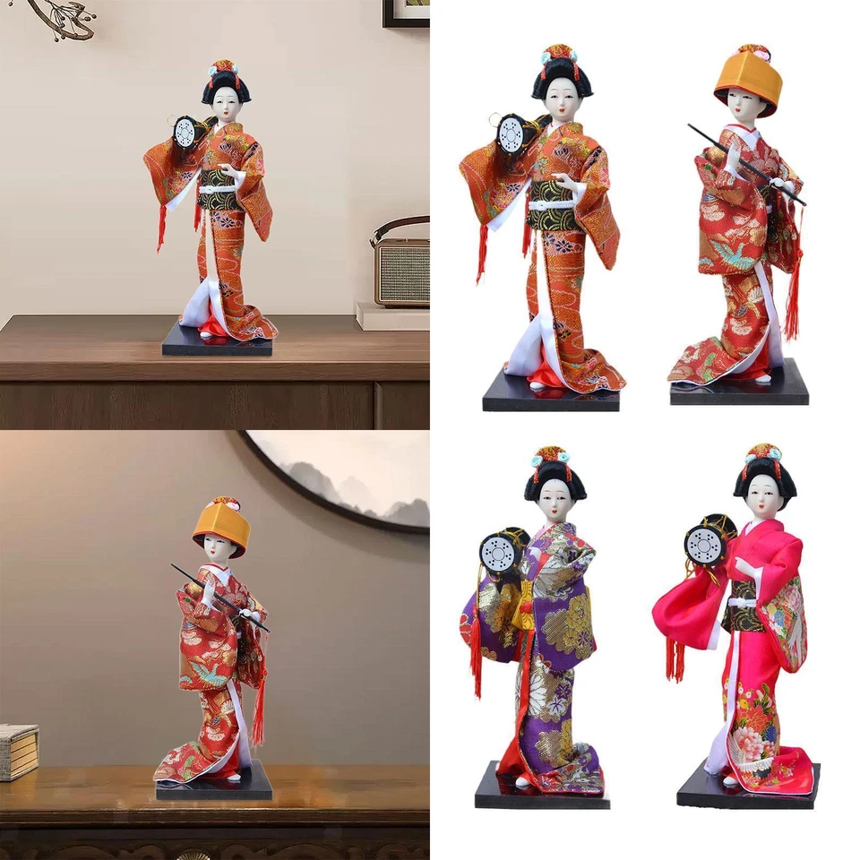 Japanische Geisha Kimono Puppe Mädchen Statue Schreibtisch Oramtable Statue Geisha Figur - Bild 1 von 1