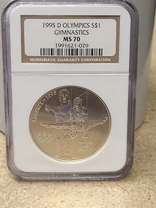 1995-D Gymnastics Olympics Silver Dollar NGC MS 70 US Mint $1 Commemorative - Picture 1 of 2