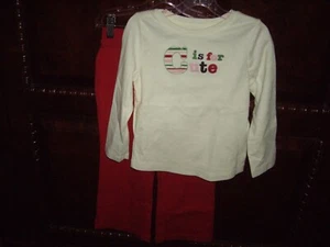 T5 Girls Size 4 Gymboree 2pc Outfit Shirt Pants "C is for Cute" Saying TWINS - Picture 1 of 5
