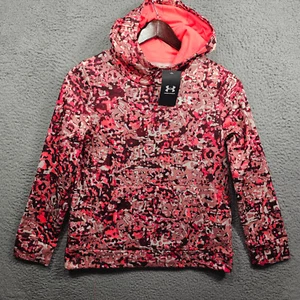 NWT Under Armour Teen L Pink Hoodie Fleece Printed Allover Camo Loose Fit - Picture 1 of 9