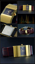 Gold Plated Cavadini Watch Designer Watch Edessa Rectangular Wine Red 23 MM New