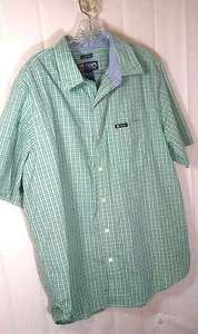 Chaps Mens sz L Cotton Blend Green/White/Yellow Plaid Short Sleeve Shirt C24624 - Picture 1 of 4