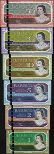 Set, Barbuda 1-2-5-10-20-50 Dollars, 2019 Fantasy QEII Hybrid Polymer F - Picture 1 of 3
