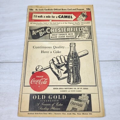 St. Louis Cardinals vs Pittsburgh Pirates 1947 Game Program SIGNED STAN MUSIAL + - Image 1 of 4