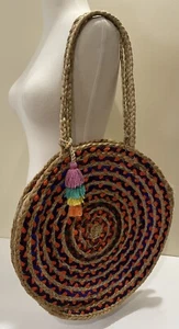 Shiraleah Chicago Woven Bag Purse Multicolor Womens Jute Handbag Straw Summer - Picture 1 of 11