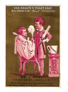 Jabón de inodoro Van Haagen's Trade Card c1890, WM Stone, Benjamin Brooke & Co. - Imagen 1 de 2