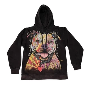 The Mountain Pit Bull Hoodie Mens Size S Pullover Sweatshirt Black Faded - Picture 1 of 6