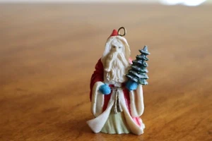 Santa Claus Holding Pine Tree Ornament 2.5" Father Christmas Old Style Village - Picture 1 of 8