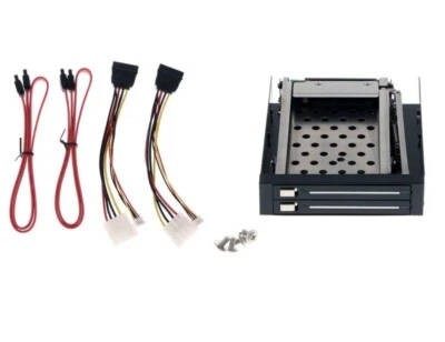 Dual Bay 2.5" SATA Hard Disk HDD/SSD Trayless Caddy Internal Mobile Rack Kit UK - Image 1 of 4