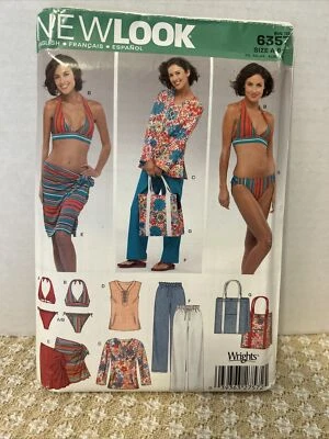 Swimwear Sewing Pattern New Look 6357 Misses Swimsuit 2 Piece & Sarong UNCUT - Image 1 of 3