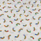 1 Yard +17" Vintage Rainbows On White Knit Fabric By Vip Cranston