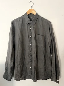 Muji Gray Linen Button Up Shirt Size Small Mens Japan Summer - Picture 1 of 11