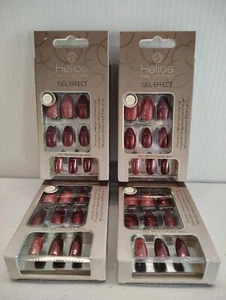 LOT OF 4 HELIOS NAIL SYSTEMS GEL EFFECT NAILS BURGUNDY NEW FREE SHIPPING  - Picture 1 of 4