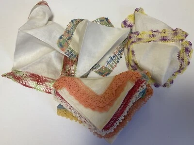 Vintage Lot Unused 23 Crochet Lace Hankies Handkerchiefs Estate - Image 1 of 4