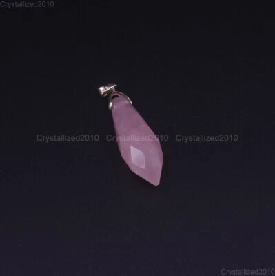 Cuentas colgantes de plata de 11x35 mm con piedras preciosas naturales facetadas para chakra Reiki Foto 1 de 4