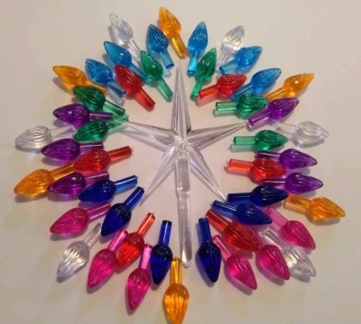 54 Medium Twist Lights w Clear Star Topper for Ceramic Christmas Tree Bulbs NEW - Image 1 of 4