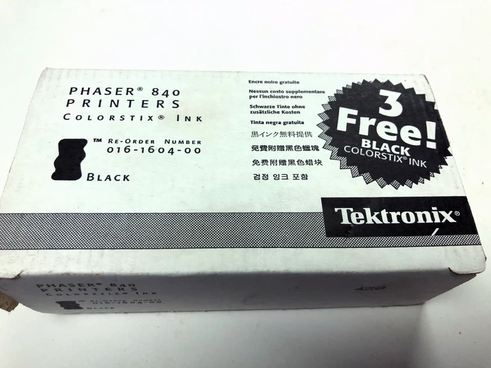 Tektronix Xerox ColorStix 016-1604-00 Ink 3x Black Phaser 850 Original Box - Image 1 of 1