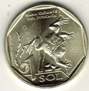 Peru 2019 Coin 1 Sol Endangered Wildlife Rana Gigante del Titicaca - Picture 1 of 2