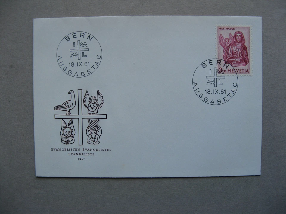 SWITZERLAND, cover FDC 1961,  John the Apostle 20 Fr, eagle - Image 1 of 1