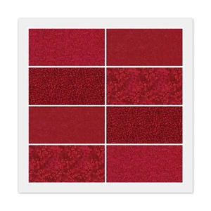 Lot of 8 Fat Quarters, RUBY RED, 100% Cotton Fabric FQ Bundle, 4 Prints 2 Ea - Picture 1 of 5