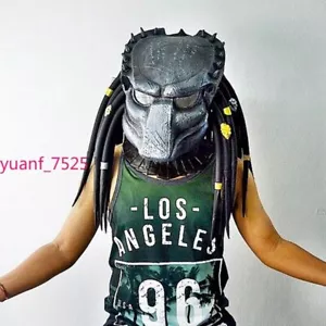 Casco maschera predatore alieno vs predatore IN US con treccia costume cosplay Halloween - Foto 1 di 9
