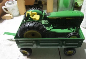 vintage toy farm tractor & wagon tin-John Deere 2440 & wagon 8" long Ertl - Picture 1 of 3