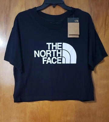The North Face 1/2 dome Cropped over sized tee shirt, Black/white  Size XLarge  - Image 1 of 3