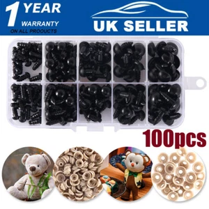 100x Safety Eyes for Crochet Toys Doll Eyes and Noses Craft Teddy Bear Eyes UK - Picture 1 of 11