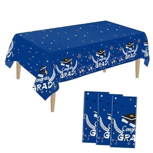3 Pack Graduation Tablecloths 54"x108" Plastic Class of 2024 Congrats Grad - Picture 1 of 8