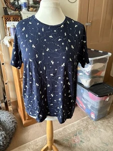 Size 20 M&S Navy Horse Motif T-Shirt - Picture 1 of 2