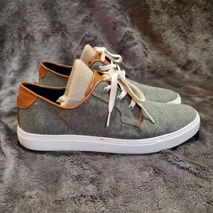 Tommy Hilfiger Shoes Men Sz 10 Canvas Gray Sneakers Boat Retro Loafer - Picture 1 of 10