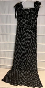 Vici schwarz & beige Druck Schulter Bindebänder Wickelrock volle Länge Kleid Small - Bild 1 von 7